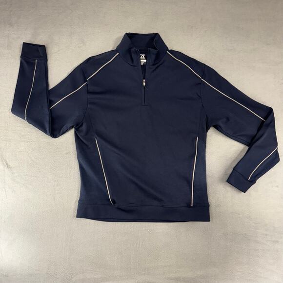 CUTTER & BUCK Mens Golf Jacket 1/4 Zip  MEDIUM Dry-Tec Navy Valero Texas Open - Picture 1 of 7